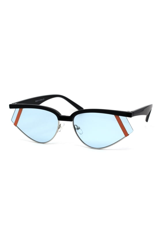 Unisex Hipster Unique Triangular Half Rim DJ Sunglasses Black Silver Peach Blue