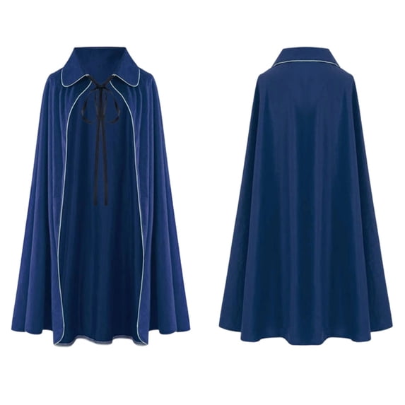 Unisex Holiday Cloak Cape with Collar Tie Front Long Robe Spooky Wicca Wizard Vampire Costume for Cosplay Dress Up Role Play Themed Party Medieval Accessories