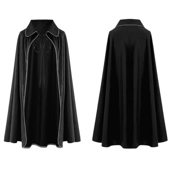Unisex Holiday Cloak Cape with Collar Tie Front Long Robe Spooky Wicca Wizard Vampire Costume for Cosplay Dress Up Role Play Themed Party Medieval Accessories