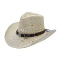 thumbnail image 1 of Unisex Hollow‑Woven Straw Cowboy Hat, Wide Bendable Brim Breathable Sun Hat for Summer Beach Vacation Outdoor Activities, 1 of 2