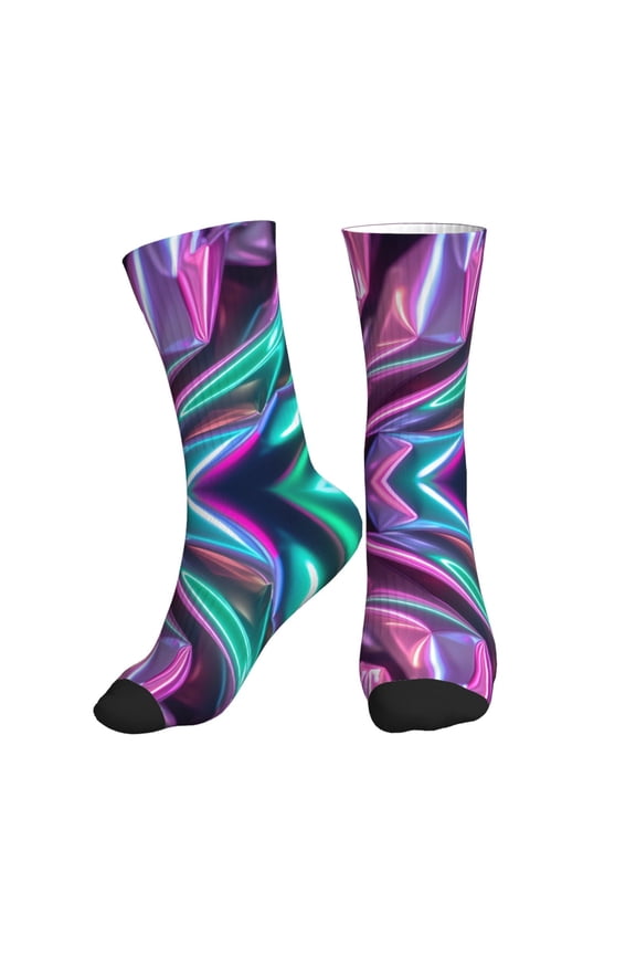 Unisex Holographic Novelty Ankle Socks Colorful ComfortSoft Lightweight Sports Athletic Socks