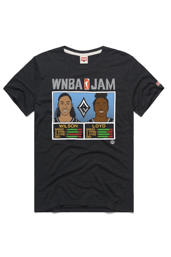 Unisex Homage A'ja Wilson & Jewell Loyd Charcoal Las Vegas Aces WNBA Jam Tri-Blend T-Shirt