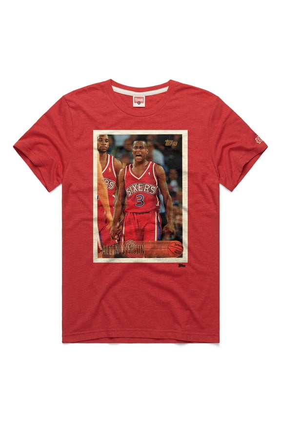 Unisex Homage Allen Iverson Red Philadelphia 76ers Topps Trading Card Player Tri-Blend T-Shirt