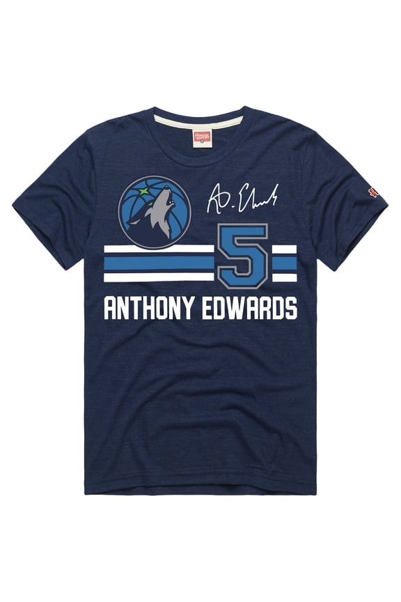 Unisex Homage Anthony Edwards Navy Minnesota Timberwolves Jersey Remix Tri-Blend T-Shirt