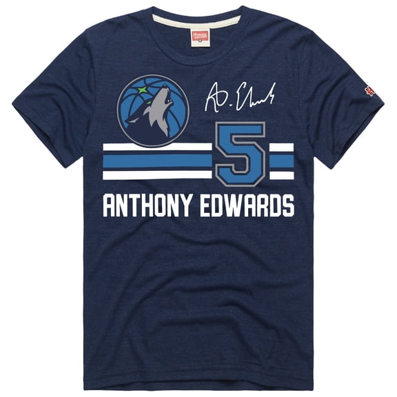 Unisex Homage Anthony Edwards Navy Minnesota Timberwolves Jersey Remix Tri-Blend T-Shirt