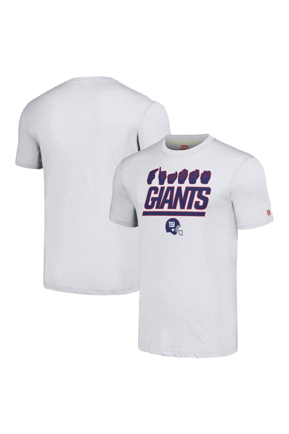 Unisex Homage Ash New York Giants The NFL ASL Collection by Love Sign American Sign Language T-Shirt