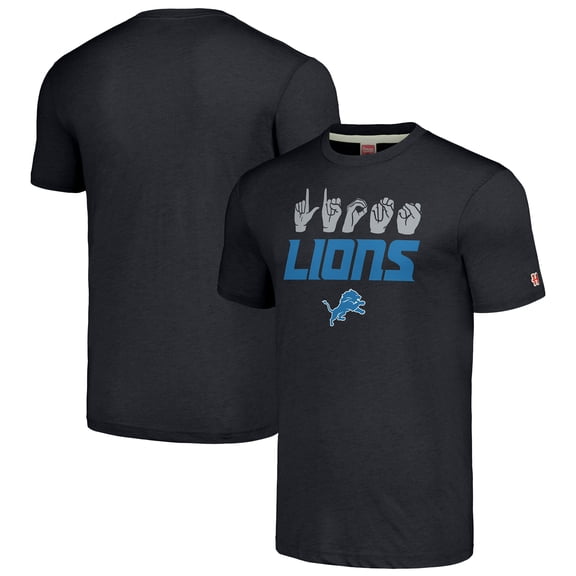 Unisex Homage Charcoal Detroit Lions The NFL ASL Collection by Love Sign American Sign Language T-Shirt