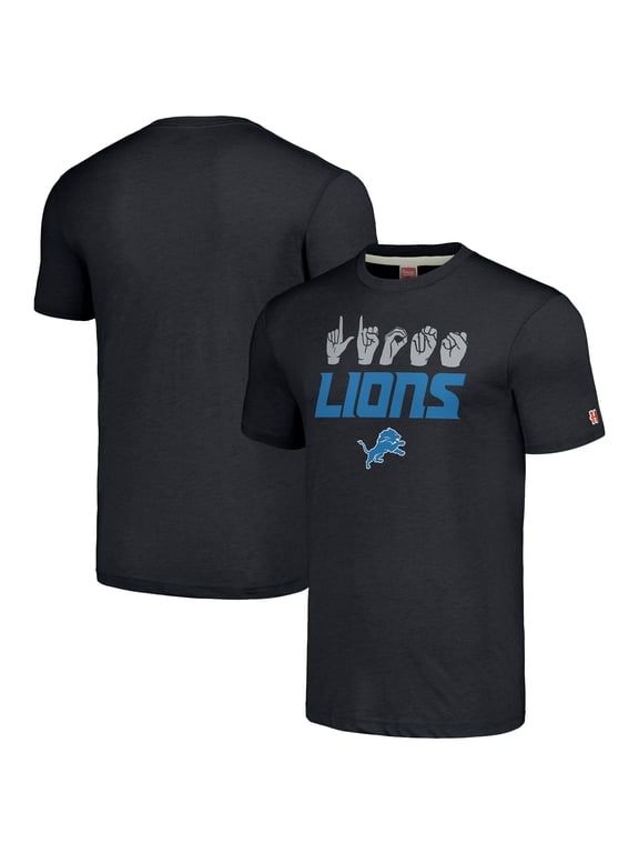 Unisex Homage Charcoal Detroit Lions The NFL ASL Collection by Love Sign American Sign Language T-Shirt