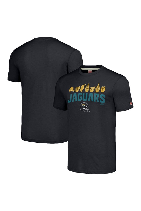 Unisex Homage Charcoal Jacksonville Jaguars The NFL ASL Collection by Love Sign American Sign Language T-Shirt