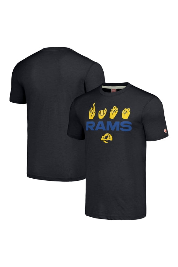 Unisex Homage Charcoal Los Angeles Rams The NFL ASL Collection by Love Sign American Sign Language T-Shirt