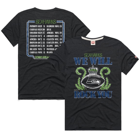 Unisex Homage Charcoal Seattle Seahawks 2026 NFL Schedule Queen Tri-Blend T-Shirt