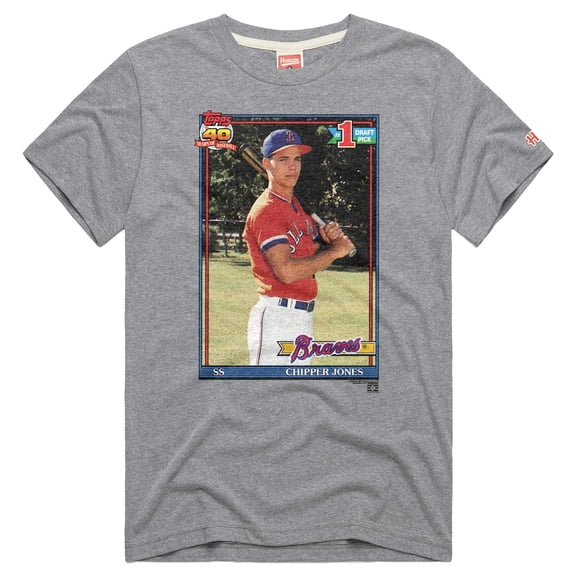 Men's Homage Chipper Jones Gray Atlanta Braves Topps Baseball Card Tri-Blend T-Shirt
