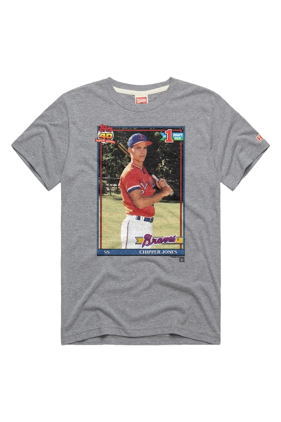 Men's Homage Chipper Jones Gray Atlanta Braves Topps Baseball Card Tri-Blend T-Shirt