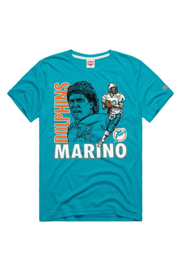 Unisex Homage Dan Marino Aqua Miami Dolphins Classic Illustration Tri-Blend T-Shirt