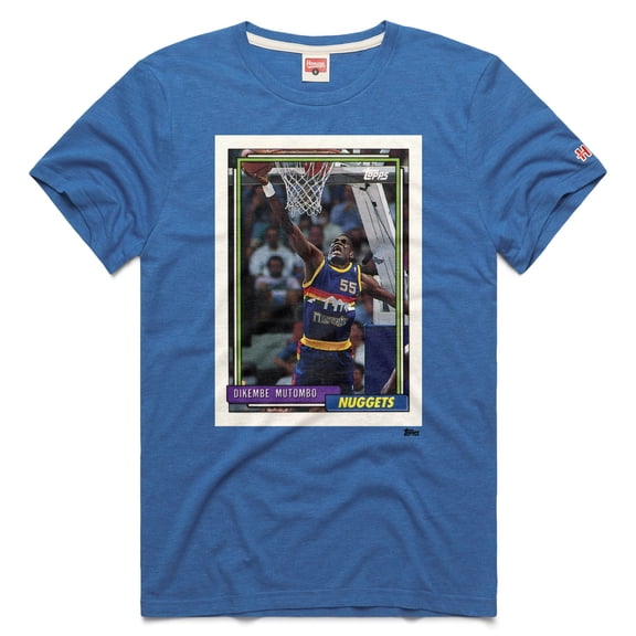 Unisex Homage Dikembe Mutombo Blue Denver Nuggets Topps Trading Card Player Tri-Blend T-Shirt