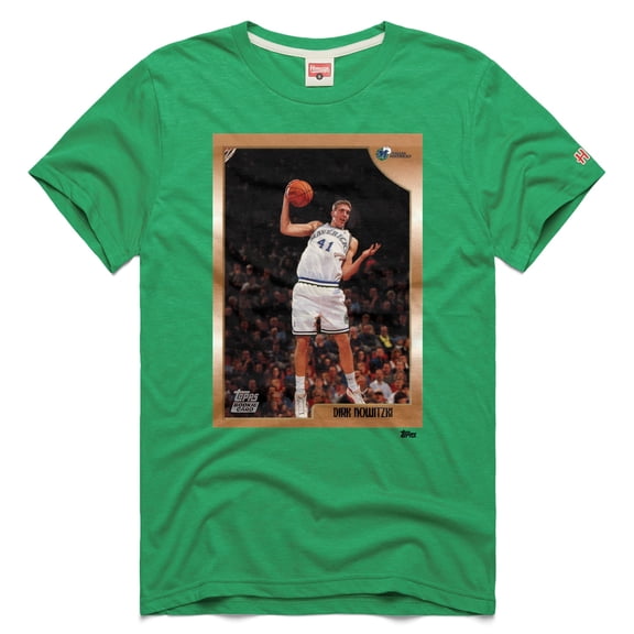 Unisex Homage Dirk Nowitzki Green Dallas Mavericks Topps Trading Card Player Tri-Blend T-Shirt