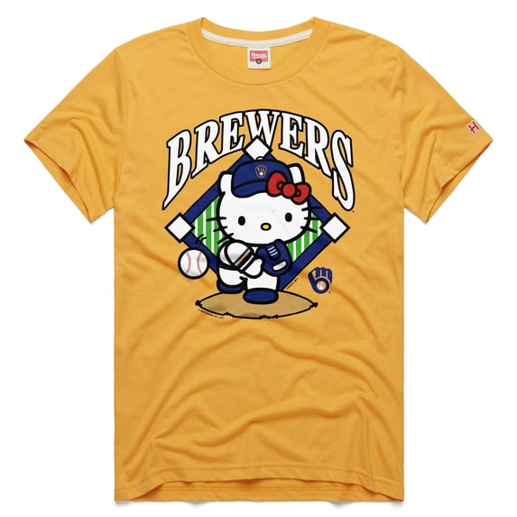 Unisex Homage Gold Milwaukee Brewers Hello Kitty Tri-Blend T-Shirt