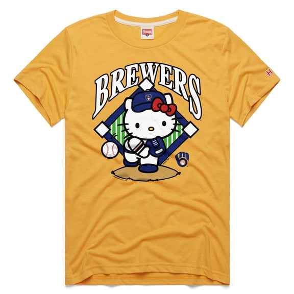Unisex Homage  Gold Milwaukee Brewers Hello Kitty Tri-Blend T-Shirt