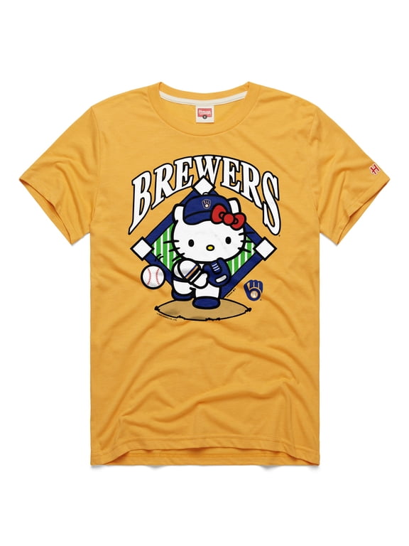Unisex Homage Gold Milwaukee Brewers Hello Kitty Tri-Blend T-Shirt