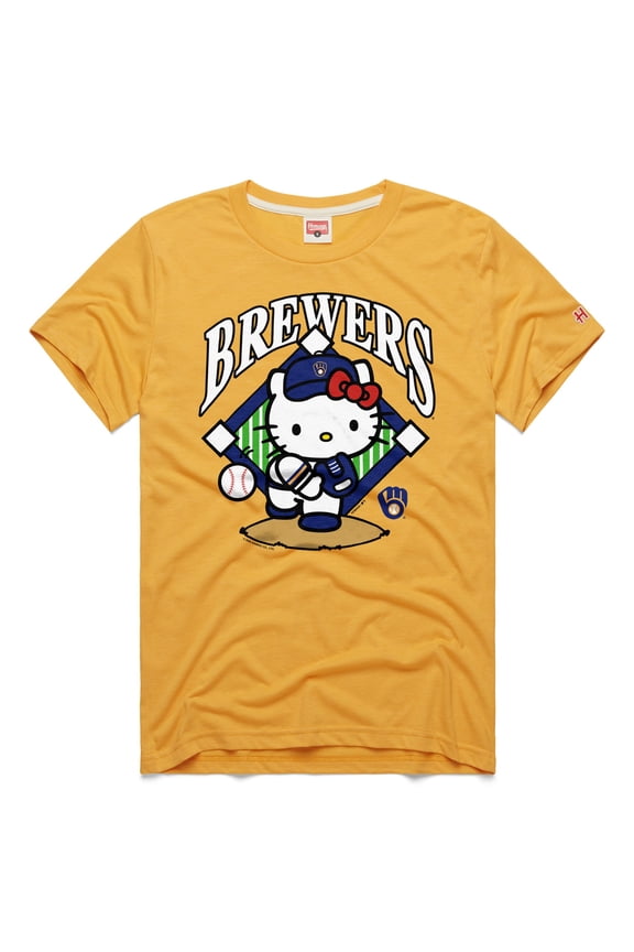 Unisex Homage Gold Milwaukee Brewers Hello Kitty Tri-Blend T-Shirt
