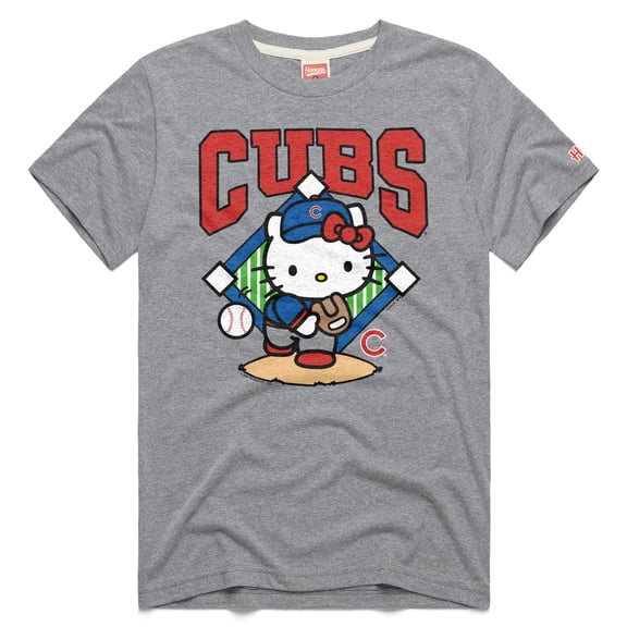 Unisex Homage  Gray Chicago Cubs Hello Kitty Tri-Blend T-Shirt