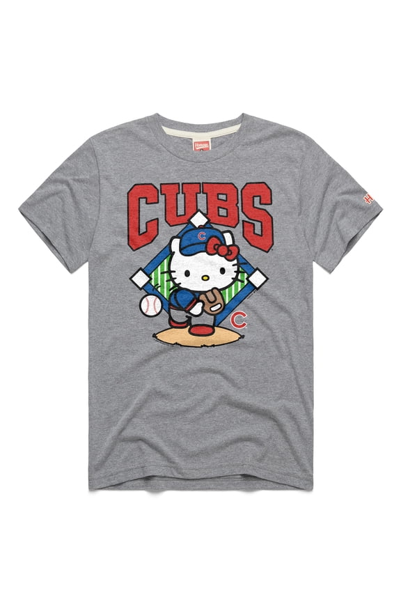 Unisex Homage  Gray Chicago Cubs Hello Kitty Tri-Blend T-Shirt