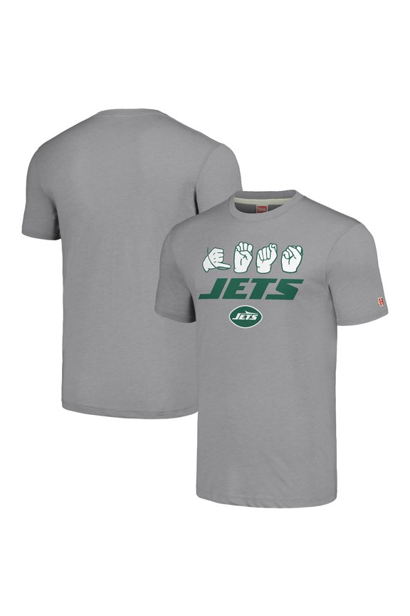 Unisex Homage Grey New York Jets The NFL ASL Collection by Love Sign American Sign Language T-Shirt