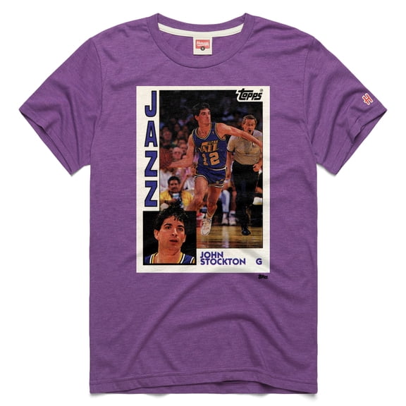Unisex Homage John Stockton Purple Utah Jazz Topps Trading Card Player Tri-Blend T-Shirt
