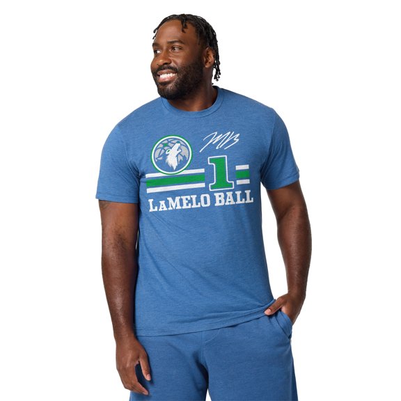 Unisex Homage LaMelo Ball Blue Minnesota Timberwolves Signature Jersey Tri-Blend T-Shirt
