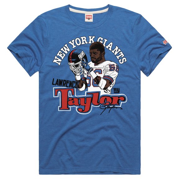 Unisex Homage Lawrence Taylor Royal New York Giants Classic Illustration Tri-Blend T-Shirt