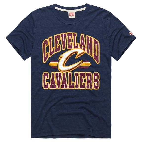 Unisex Homage  Navy Cleveland Cavaliers Stripes Tri-Blend T-Shirt