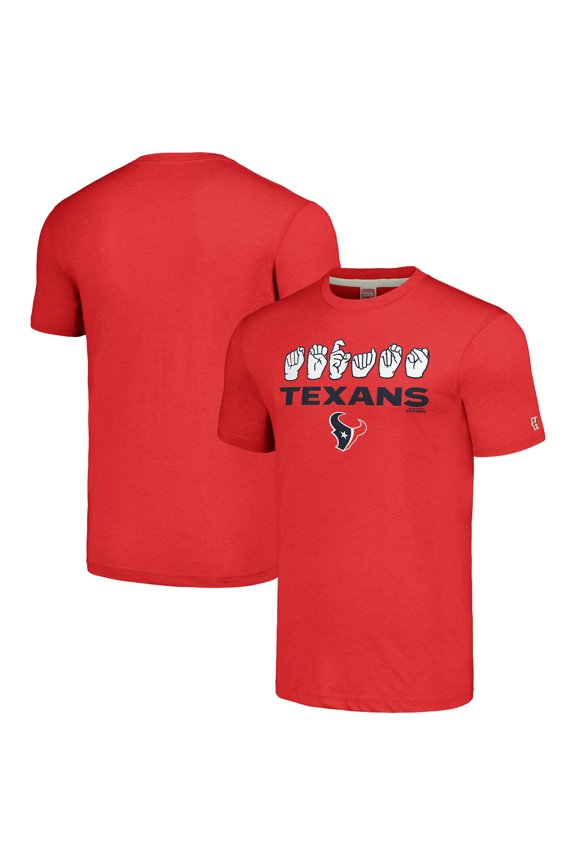 Unisex Homage Red Houston Texans The NFL ASL Collection by Love Sign American Sign Language T-Shirt