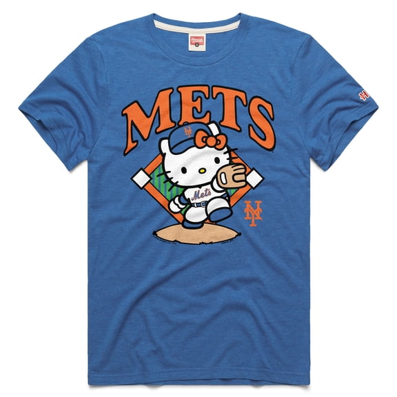 Unisex Homage Royal New York Mets Hello Kitty Tri-Blend T-Shirt