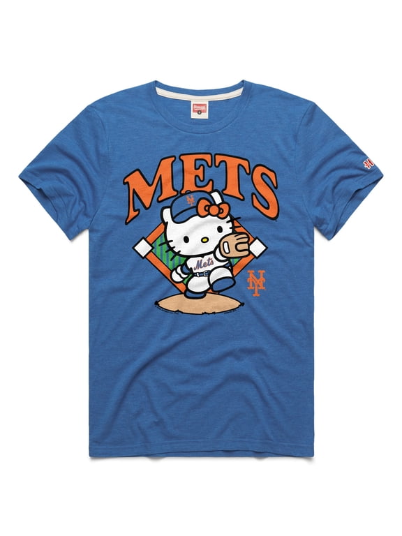 Unisex Homage Royal New York Mets Hello Kitty Tri-Blend T-Shirt