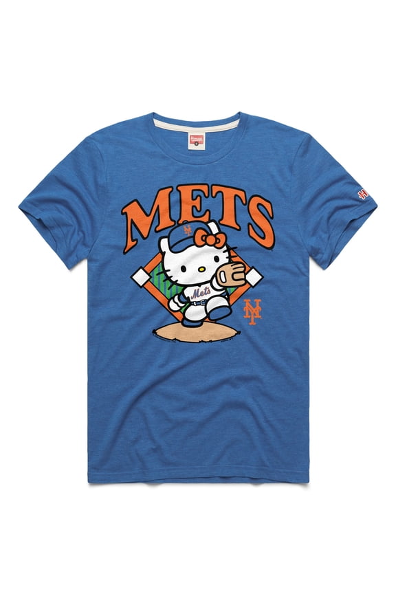 Unisex Homage Royal New York Mets Hello Kitty Tri-Blend T-Shirt