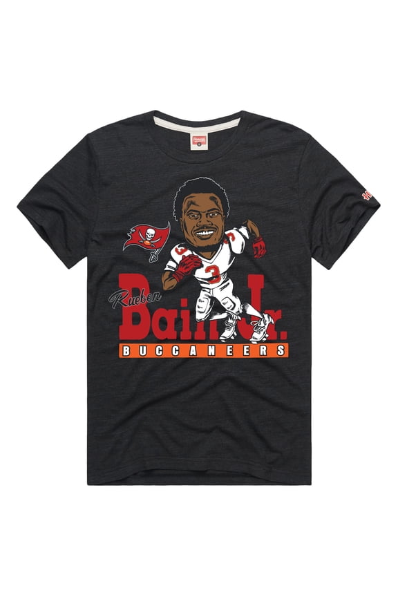 Unisex Homage Rueben Bain Jr. Charcoal Tampa Bay Buccaneers Caricature Player Graphic Tri-Blend T-Shirt