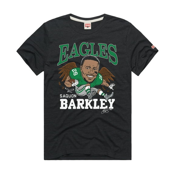 Unisex Homage Saquon Barkley Charcoal Philadelphia Eagles Caricature Player Graphic Tri-Blend T-Shirt