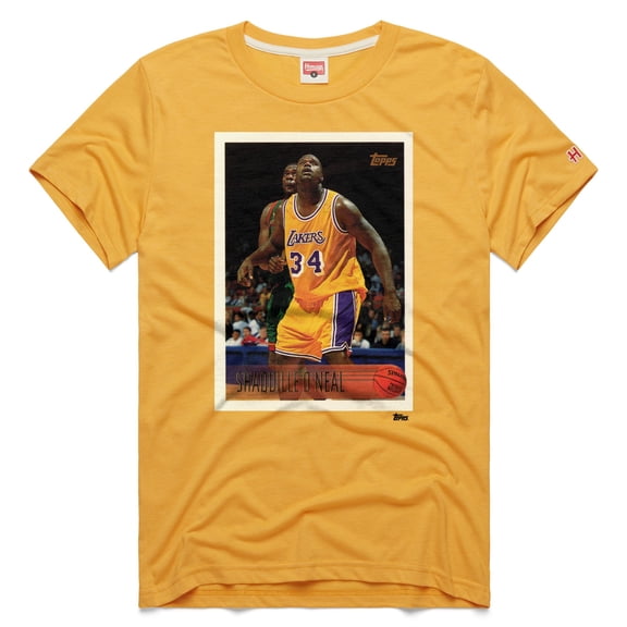 Unisex Homage Shaquille O'Neal Gold Los Angeles Lakers Topps Trading Card Player Tri-Blend T-Shirt