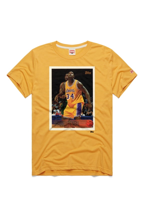 Unisex Homage Shaquille O'Neal Gold Los Angeles Lakers Topps Trading Card Player Tri-Blend T-Shirt
