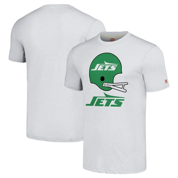 Unisex Homage  White New York Jets Big Helmet Tri-Blend T-Shirt