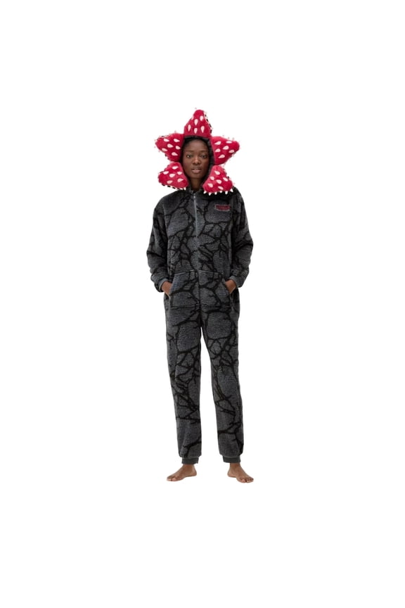Unisex Hood Cute Strange Th-ing Demogorgon Onesie Long Sleeved One Piece Pajamas Hooded Fleece Sleepwear Winter Onesie Christmas Pajama,Daily Wear (2X-Large)