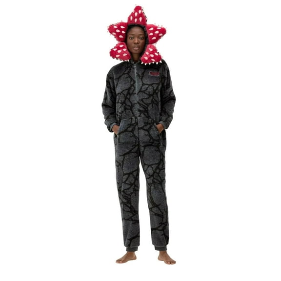 Unisex Hood Cute Strange Th-ing Demogorgon Onesie Long Sleeved One Piece Pajamas Hooded Fleece Sleepwear Winter Onesie Christmas Pajama,Daily Wear