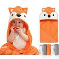 thumbnail image 1 of Unisex Hooded Baby Bath Towel for Newborn with 5 Baby Washcloths Animal Ultra Absorbent and Soft Cotton Hooded Bath Towel for Toddler Infant, 1 of 8