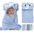 thumbnail image 1 of Unisex Hooded Baby Bath Towel for Newborn with 5 Baby Washcloths Animal Ultra Absorbent and Soft Cotton Hooded Bath Towel for Toddler Infant, 1 of 8