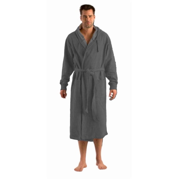 Unisex Hooded Bathrobe Sweatshirt Robe for Unisex Adult, Men and Women Gray, Medium-Large