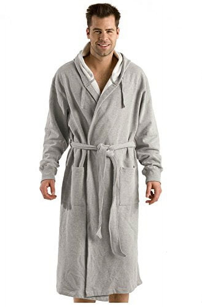 Unisex Hooded Bathrobe Sweatshirt Robe for Unisex Adult, Men and Women Gray, Medium-Large
