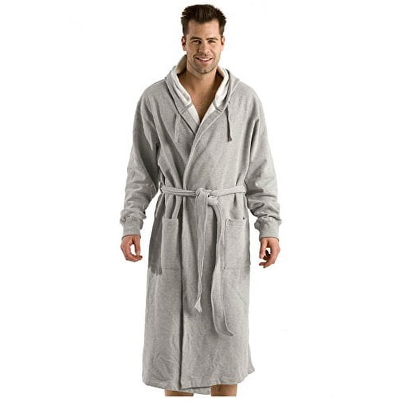 Unisex Hooded Bathrobe Sweatshirt Robe for Unisex Adult, Men and Women Gray, Medium-Large