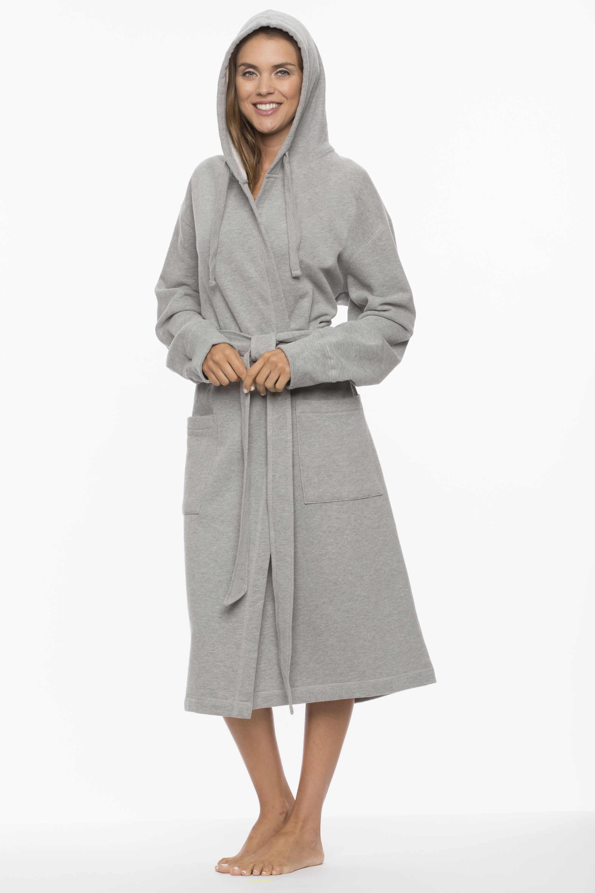 Unisex Hooded Bathrobe Sweatshirt Robe for Unisex Adult, Men and Women Gray  One Size