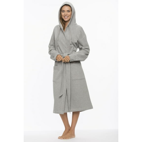 Unisex Hooded Bathrobe Sweatshirt Robe for Unisex Adult, Men and Women Gray One Size
