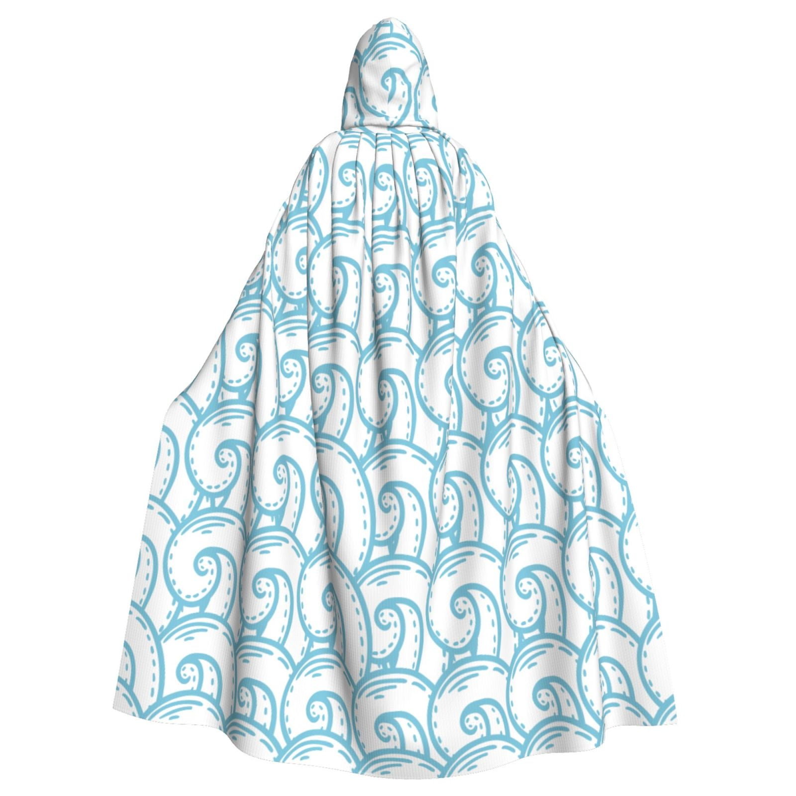 Unisex Hooded Cloak Adult Lightweight Overcoat Abstract Sea Wave Theme ...